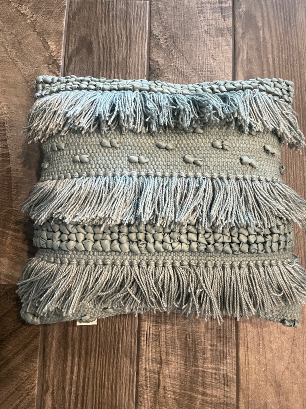 Pier 1 Imports Boho textured Fringe Decorative Throw Pillow in  sea foam green